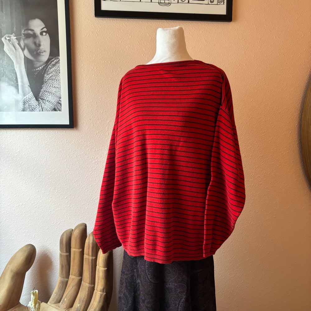 Classic Cotton red and Black Striped Gorpcore Long Sleeve